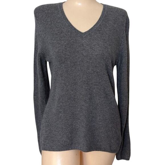 Gray Cashmere Sweater Women Medium Old Money Preppy Minimalist‎ Classic Capsule - Picture 1 of 6